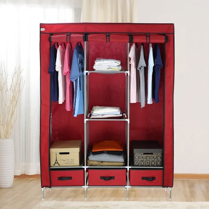 Finether Armoire En Tissu De Chambre Pliable Dressing Penderie A