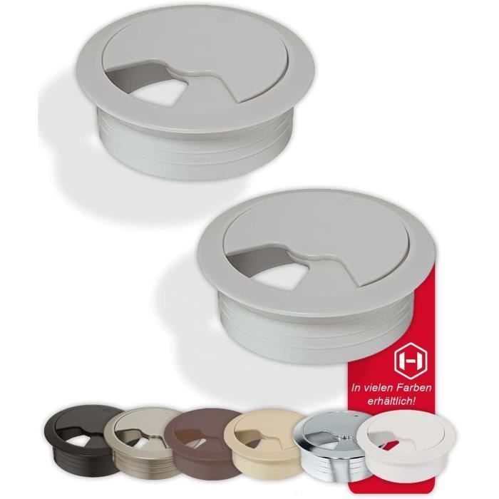 10 Passes-câbles PVC Gris 60/72mm Pour Bureau - Idéal Pour Organiser Les Fils Informatiques