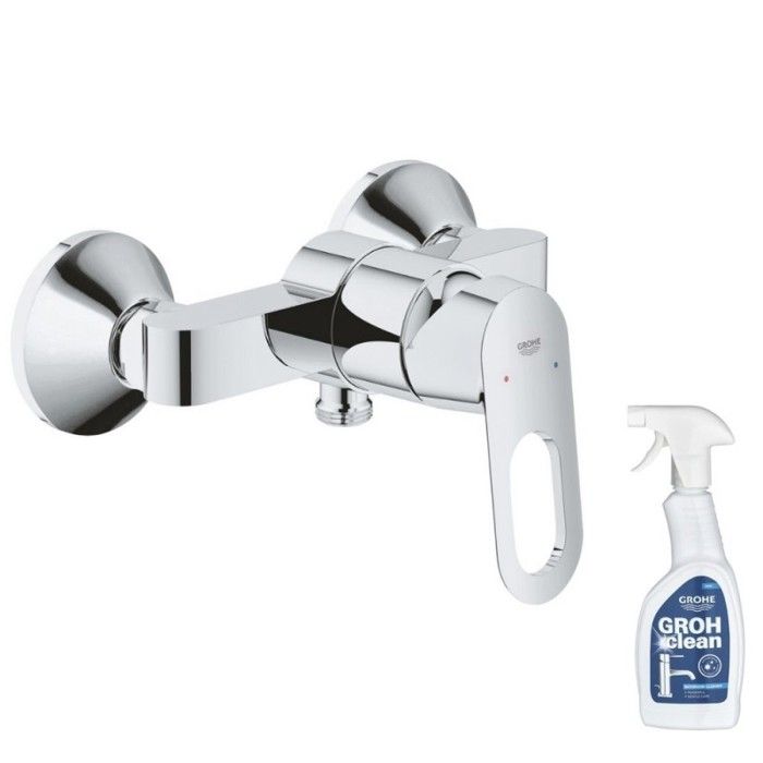 Grohe Mitigeur douche BauLoop monocommande + nettoyant robinetterie GrohClean