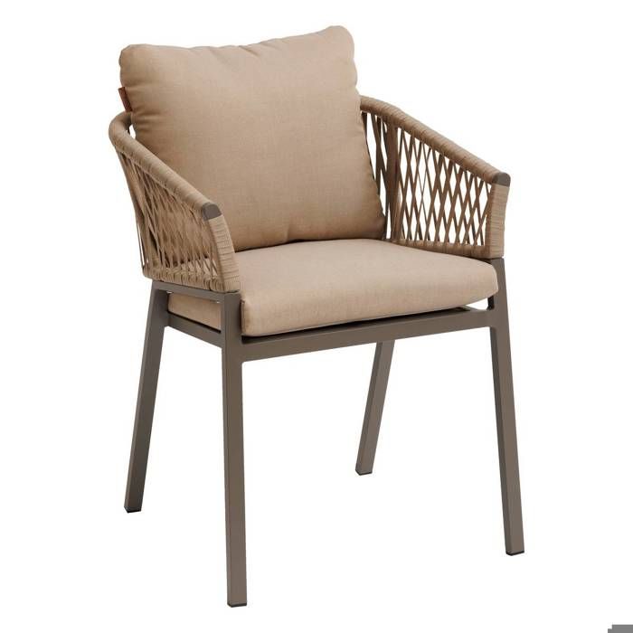 Lot de 2 fauteuils de jardin Oriengo miel & praline en aluminium et mailles tressées - Hespéride