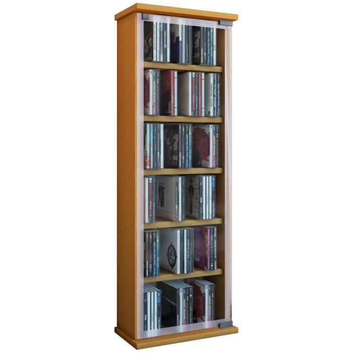 rangement bibliothèque cd-dvd 150 cd hêtre - vcm meuble classic