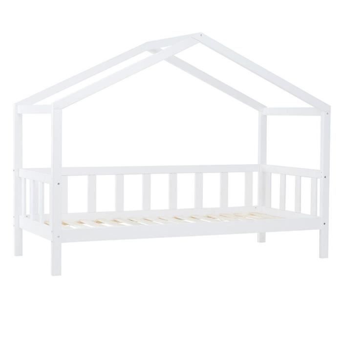 homestyle4u - 2384 - lit cabane lit d'enfant avec sommier à lattes 90x200 cm