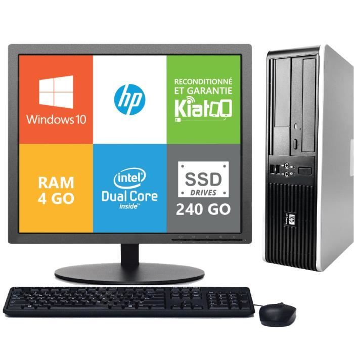 ordinateur de bureau HP 7800 dual core 4go ram 240go ssd disque durecran 17 pouces windows10 pc reconditionné Reconditionné - Hewlett-Packard reconditionné disponible sur Cdiscount Seconde Vie