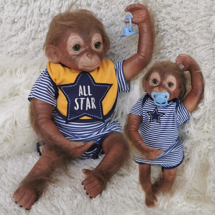 50cm réaliste bébé singe poupée réaliste Reborn bébé silicone singes à la  main peinture détaillée Art poupées cadeau - Cdiscount Jeux - Jouets