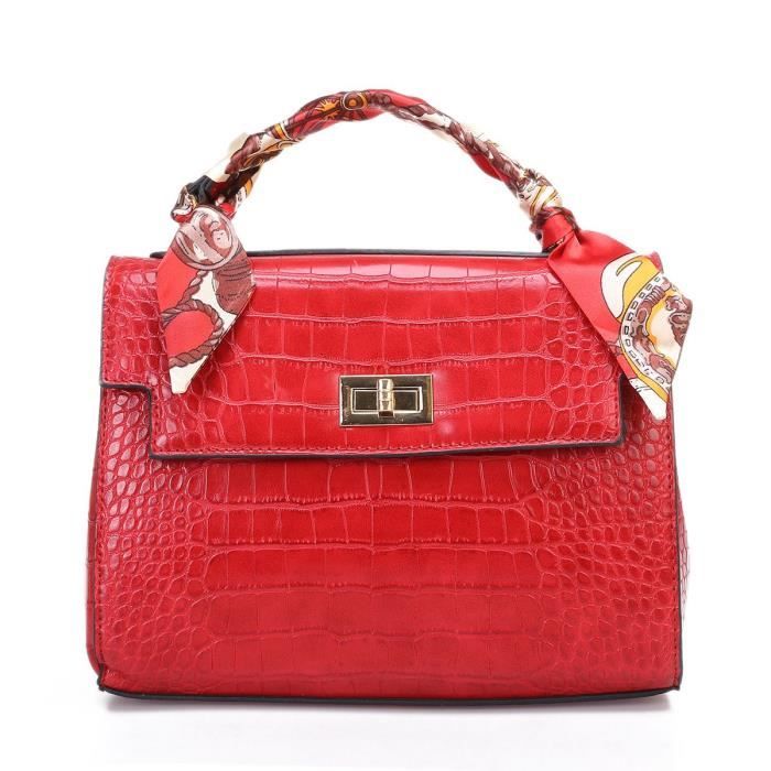 sac rouge effet croco