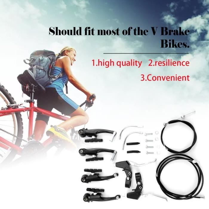 Leviers de frein vélo City/VTT Newton argent-noir pour V-brake (4 doigts) - Freinage vélo sur La Bécanerie