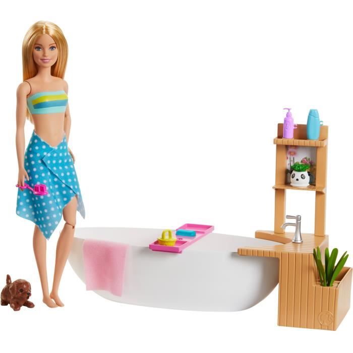 Poupée Barbie - MATTEL - GJN32 - Ensemble de jeu avec baignoire et accessoires