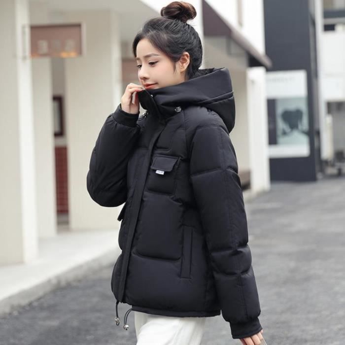 Manteau femme Hiver court Coton Nouvelle arrivee avec chapeau Mode Garder au chaud Noir HN Noir Cdiscount Pret a Porter