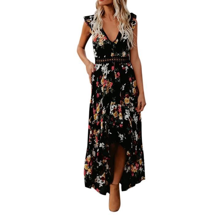 Pilerty®Robe à fleurs asymétriques sans dos YSZ80503492BKL Noir Noir -  Cdiscount Prêt-à-Porter