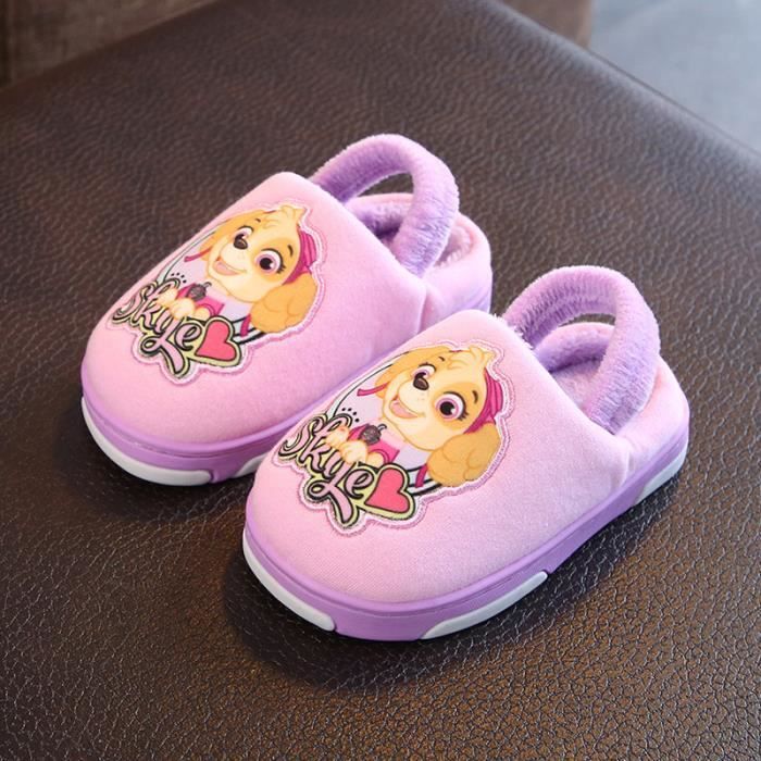 Pantoufles Maison Chien De Police Bebe Enfant Chaud D Hiver Pantoufles En Coton Violet Pour Taille Appropriee 22 27 Yxz Tx22 Violet Cdiscount