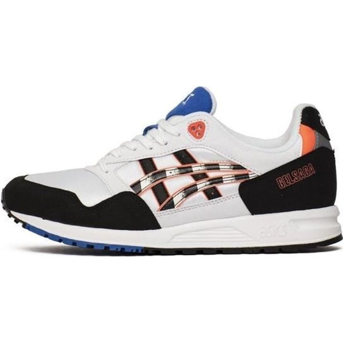 Baskets Asics Gelsaga ASICS Homme Blanc Lacets Synthetique Plat Blanc Cdiscount Chaussures