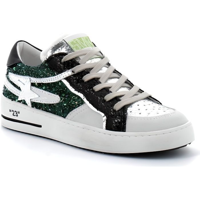 Basket SEMERDJIAN Vana Homme Cuir Vert Lacets Vert