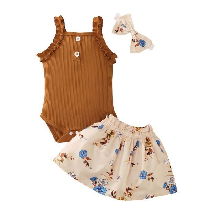 Ensemble Fille Bébé Noël – Body Manches Longues, Jupe Et Bandeau, Motif Cerf (taille 1 An)