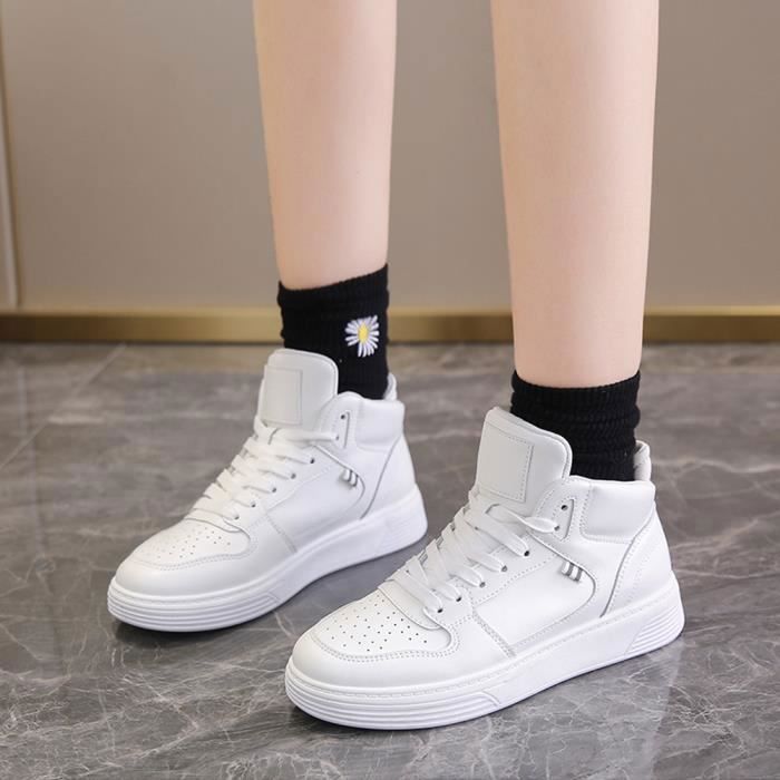 Basket femme Mode Feminine Baskets à Lacets Antidérapant Chaussure Blanc Cdiscount Chaussures
