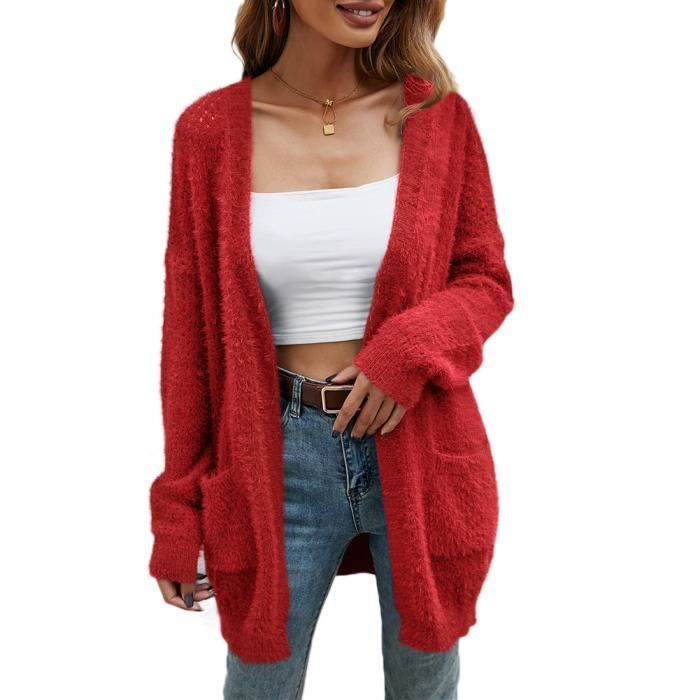 Gilet rouge shop long femme