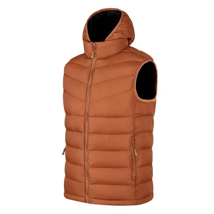 Doudoune Capuche Hiver Homme Sans Manches Doubl Polaire Veste