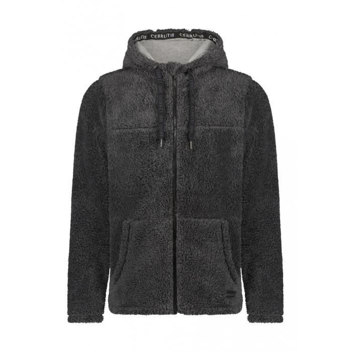 cerruti 1881 veste polaire duveteuse zipée à capuche livigno anthracite homme