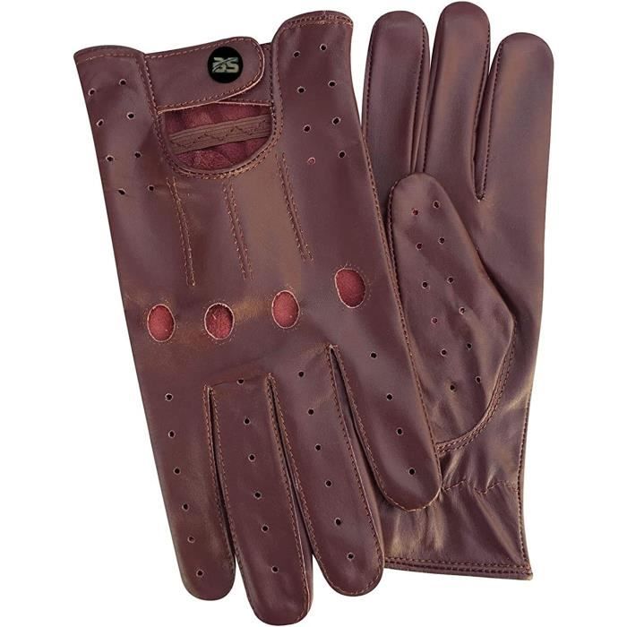 Gants de Conduire en Cuir Sans Doublure et Respirant Pour Homme