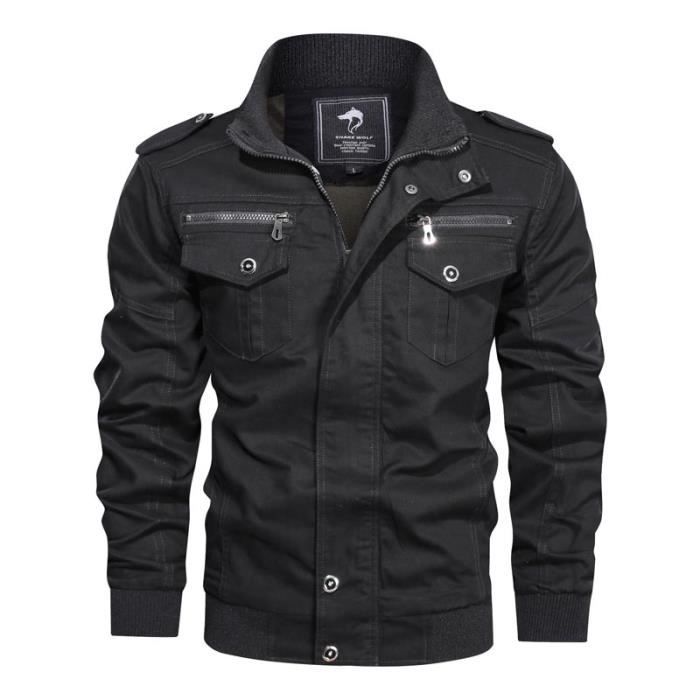 Veste Safari Légère Pour Homme En Coton - Style Militaire Boutonné, Poches Pratiques, Polyvalente - 2