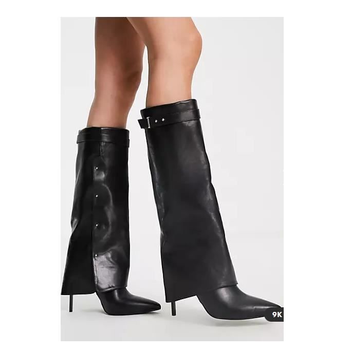 ASOS Bottes A Talons Hauts Et Repliables Noir Noir Cdiscount Chaussures