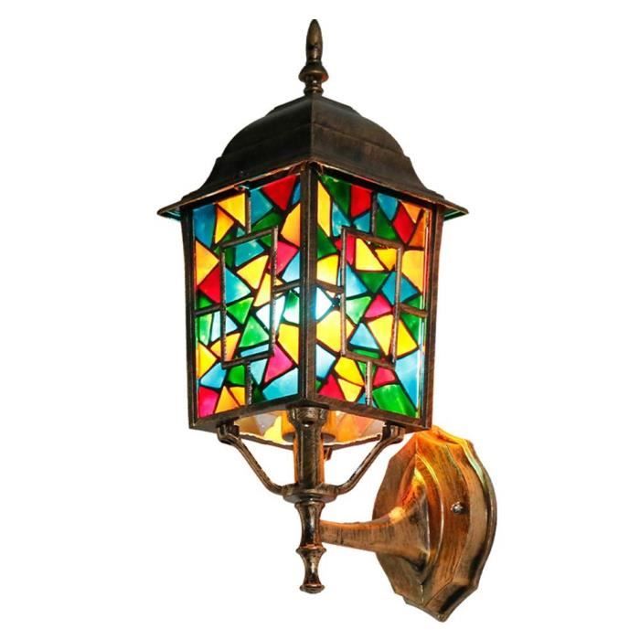 vintage applique exterieur cour lustre mural ip44 lampe retro lumiere lanterne verre metal entree couloir jardin garage balcon coin cdiscount maison