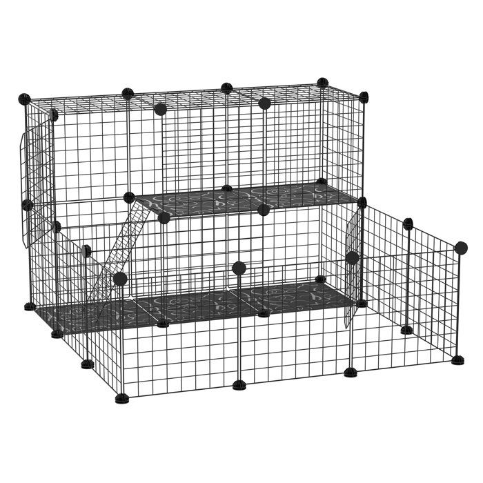 PawHut - Enclos pour Animaux de Compagnie - Acier - 105x105x70cm - Noir