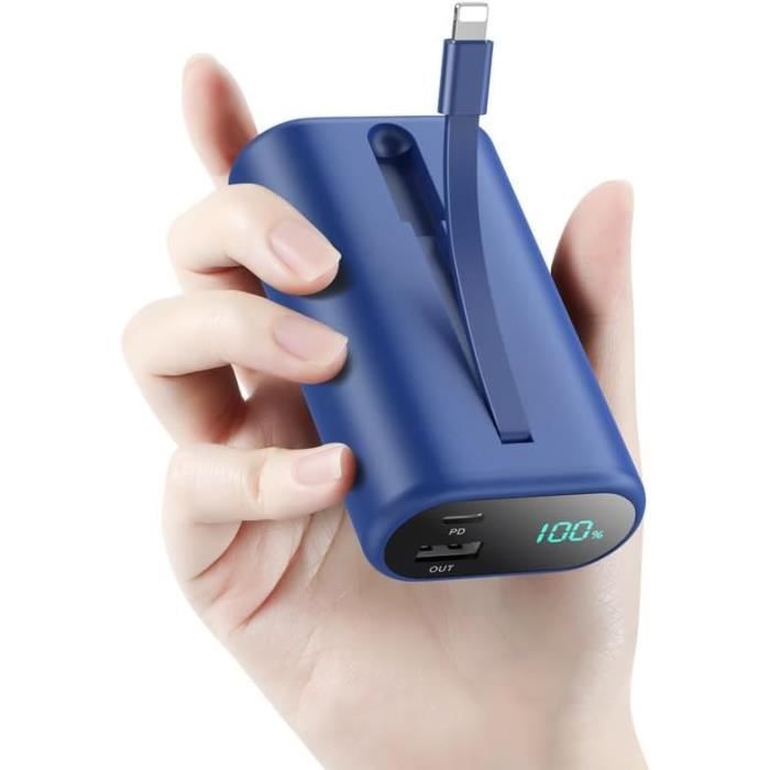 Batterie Externe IWALK 9000mAh Avec Câble Lightning Intégré - Power Bank Compact Pour IPhone 14 à 6, Taille Carte De Crédit - 5