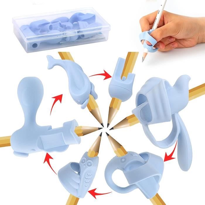 FIHODONE 15 Pièces Guide Doigts Ecriture Enfant 5 Couleurs,Stylo Ergonomique Enfant Droitier,Poignées De Stylo En Silicone Easy Grip,Poignées D'Aide À L'Écriture Pour Adulte Besoins