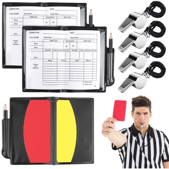 Kit Arbitre Football - Sifflet, Cartes Jaune/rouge, Carnet De Notes, Sac - En PVC Et Plastique Robuste, Pour Matchs Et Entraînements