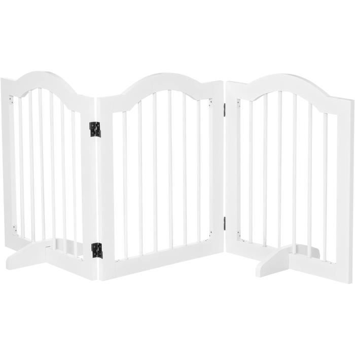 PawHut Barrière De Sécurité Extensible Barrière Pour Animaux De Compagnie à Fermeture Automatique Avec Double Système De Verrouillage Et 2 Extensions