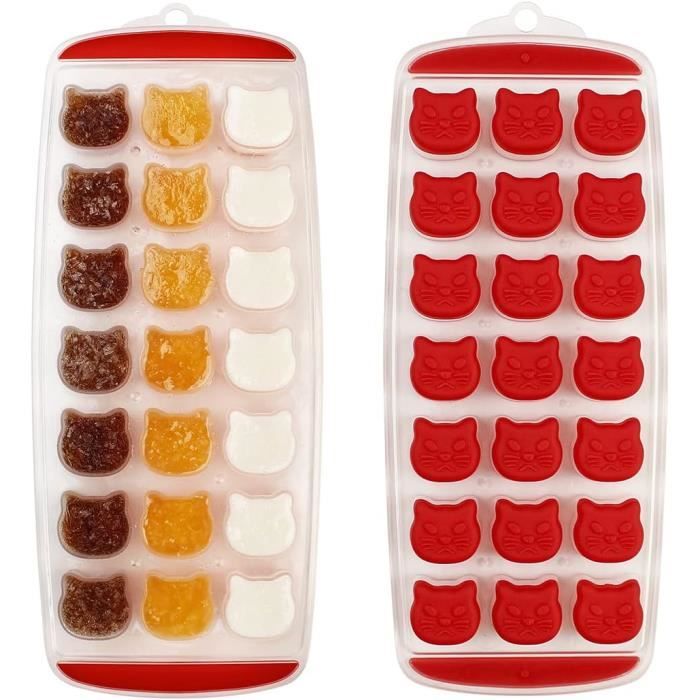 Bac à Glaçons Silicone En Forme De Chat 3D - 4 Gros Glaçons Pour Whisky, Cocktails - Sans BPA, Démoulage Facile - Cadeau Mignon Pour Les Amoureux Des Chats