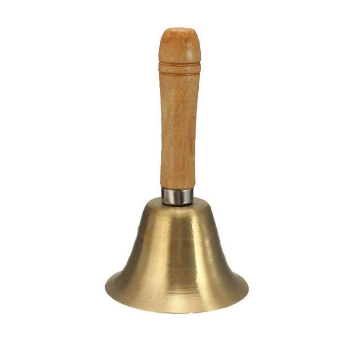 Clochette D'Appel En Laiton Massif Très Forte Avec Poignée Bois - Instrument Polyvalent