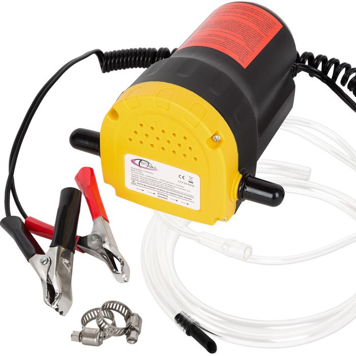 TECTAKE Pompe à Vidange Electrique d’Huile Moteur et Gasoil 12 V - Noir