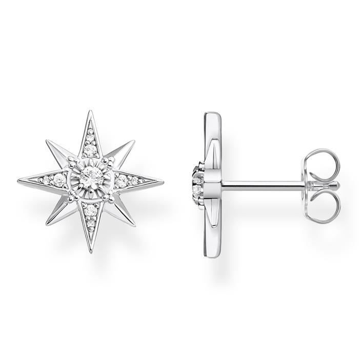 Boucles D'oreilles étoile En CZ (zircon) - Argenté, Clous, Neuves Avec étiquettes