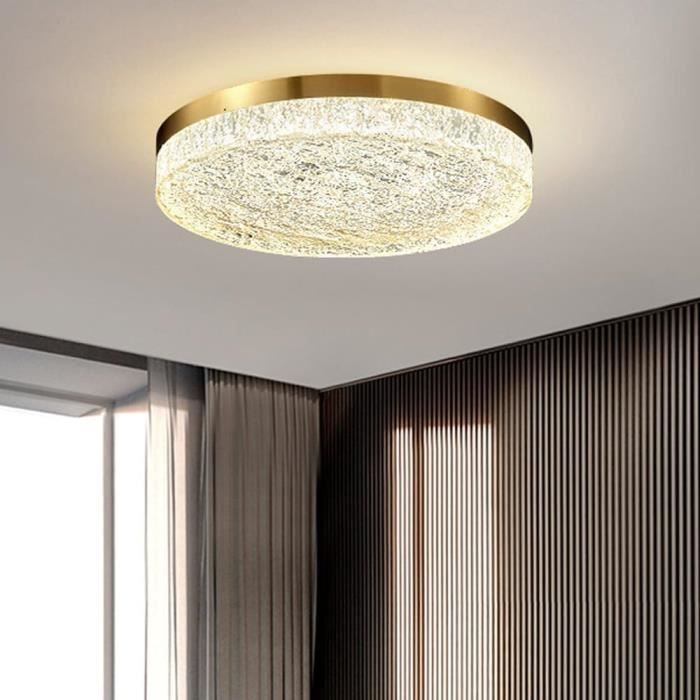 Plafonnier LED rond 3 anneaux en cuivre acrylique pour salon