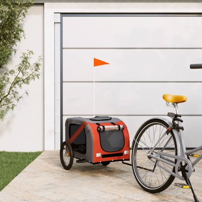 Remorque de vélo pour chien - VIDAXL - Orange et noir - Tissu Oxford et fer