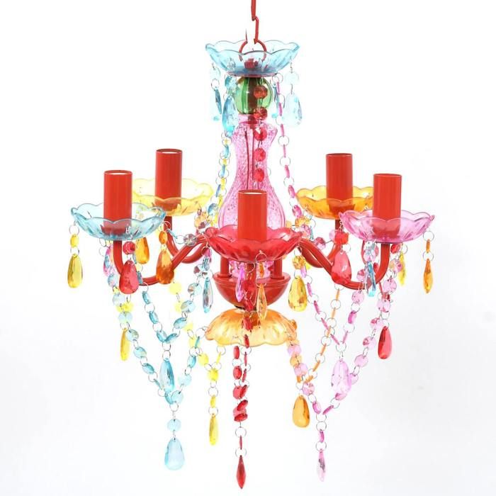 Lustre en cristal multicolore classique plafonnier 5 feux lampe luminaire 240311