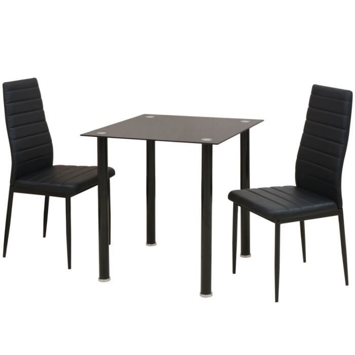 VidaXL Ensemble de table et chaise de salle à manger 3 pièces noir