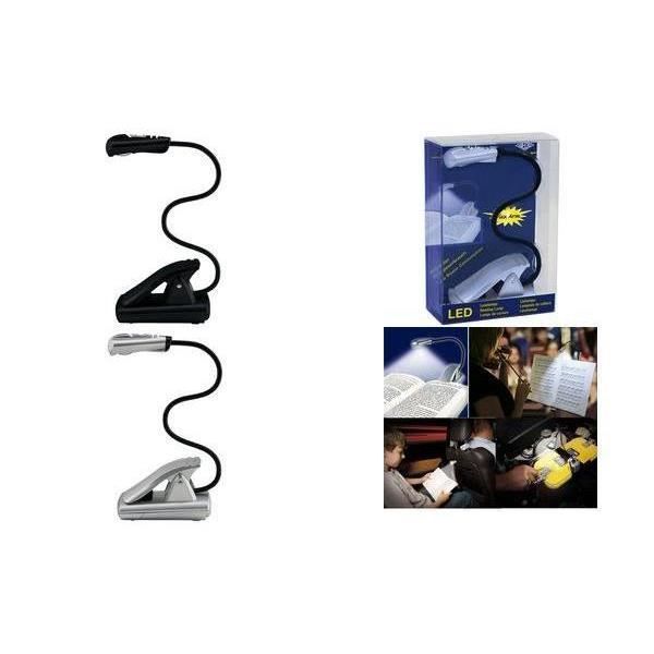 Lampe de lecture LED - WEDO - Clip mobile - Cou long flexible - Argent - Fonction liseuse
