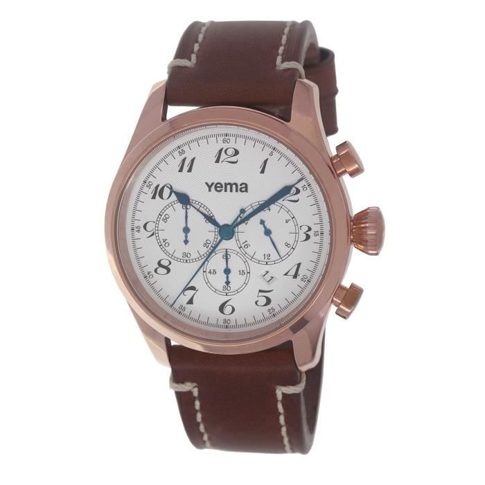 Montre YEMA HOMME Blanc Cuir Marron YMHF1231 Marron Tendance