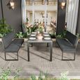Salon de jardin - LAZYSPACE - Ensemble table et chaises - Gris - 6 personnes - Extérieur-1