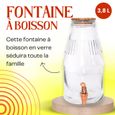 Distributeur Boisson avec Robinet 3,8 L - Fontaine à Eau et Cocktail - Couvercle Bois - Bol à Punch - Jarre en Verre - Bonbonne-1