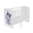 Lit pour Bébé à barreaux TOMI 17 - "Hippo" Barreaux amovibles avec MATELAS, Blanc-1