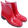 Bottes de pluie courtes rouges pour femme LEMIGO - PVC thermoplastique - Bottines Chelsea-1