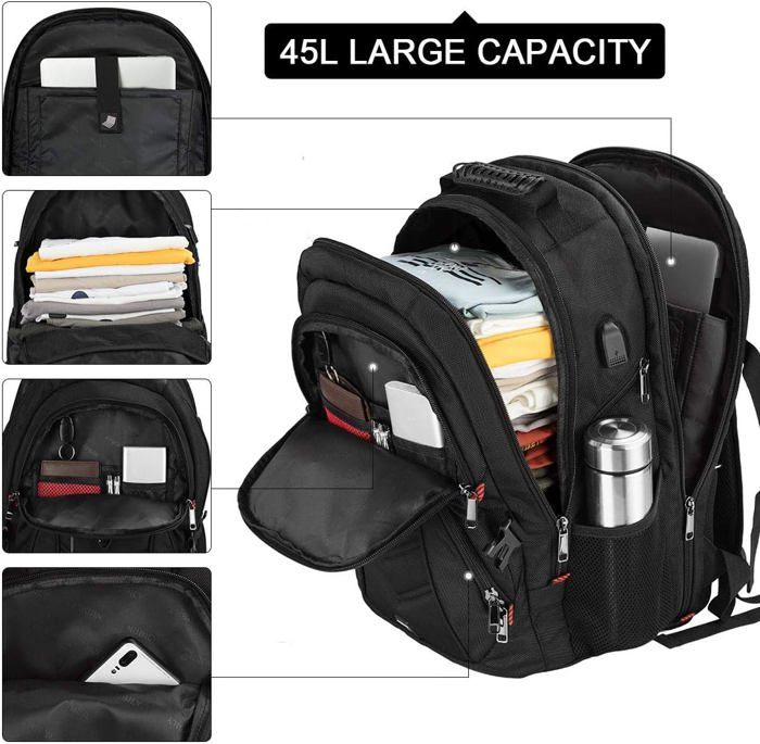 Sac à Dos HOMIEE 17 Pouces Antivol - Grande Capacité Pour Ordinateur Et Voyage
