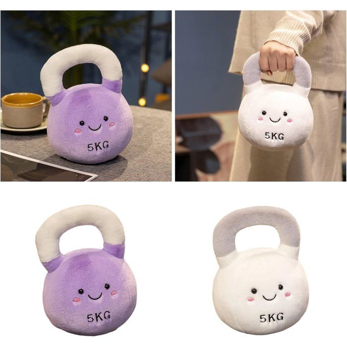 Jouet en peluche haltère kettlebell amusant, rembourrage en coton PP, petite tai