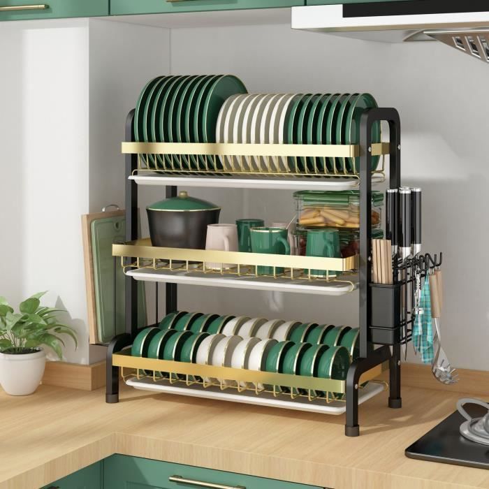 Or vert a - Étagère de rangement de cuisine assiette à vaisselle bol  étagère de rangement égouttoir égouttoir - Cdiscount Maison