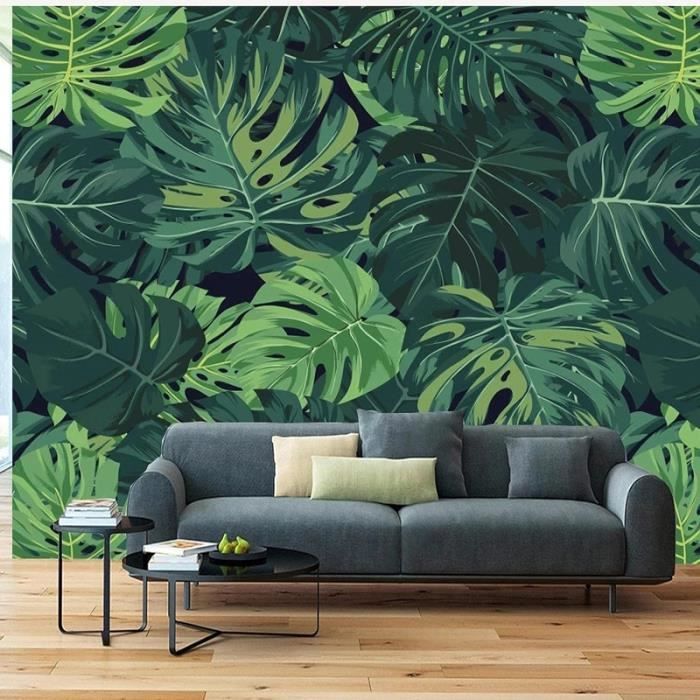 Papier Peint Panoramique 3D Plantes Tropicales Vertes Rétro Européennes ...