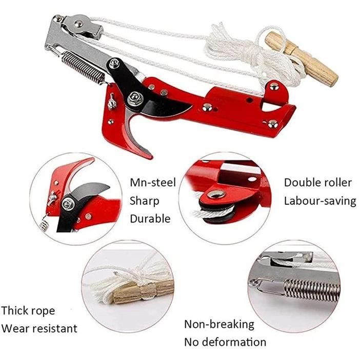 NEWFUN Coupe-Branche Télescopique 1.2-2.2m - Sécateur à Lame Rotative Pour Taille Et Cueillette Des Fruits