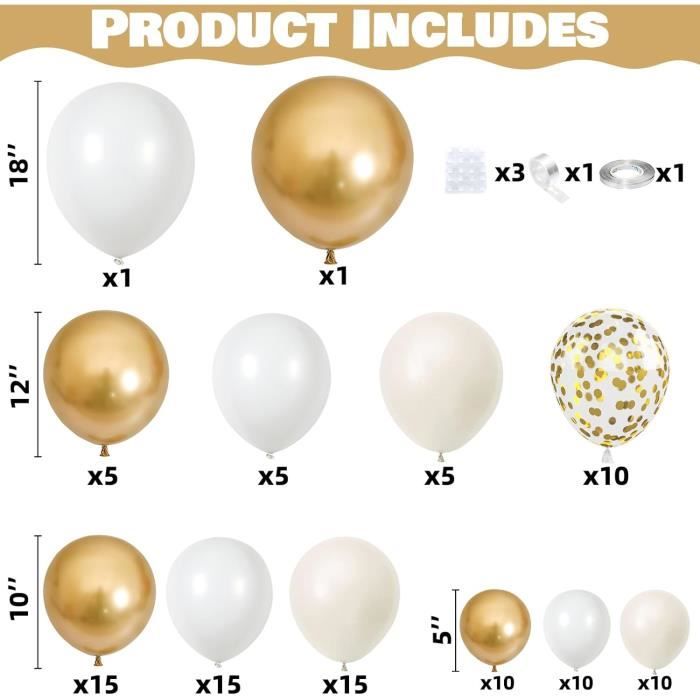 Daimay - Kit Décoration Anniversaire Ballons Blancs - Inclut Ballon Chiffre 81cm, Bannière Happy Birthday, 18 Ballons Latex, 4 Ballons Aluminium - Pour Fête Homme/femme, Thème élégant